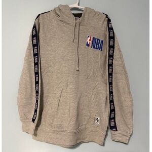 NBA Logo Tape Hoodie Gray Men's M Basketball Sweatshirt Long Sleeve 1092